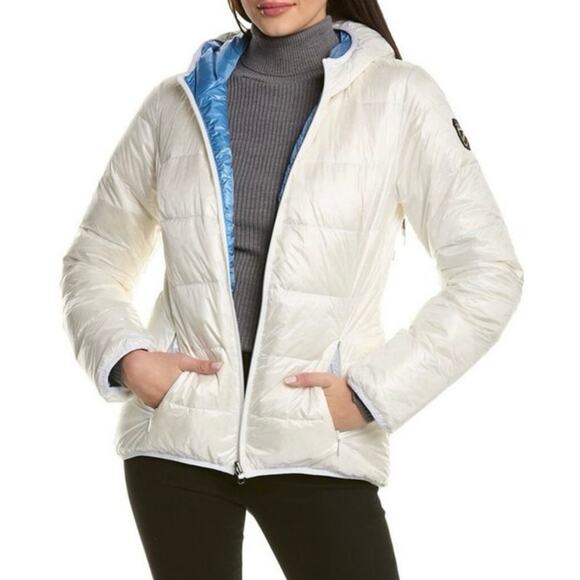 Skea Stone Puffy Reversible Down Puffer Jacket White / Tranquil Blue 16 NWT - Picture 1 of 13